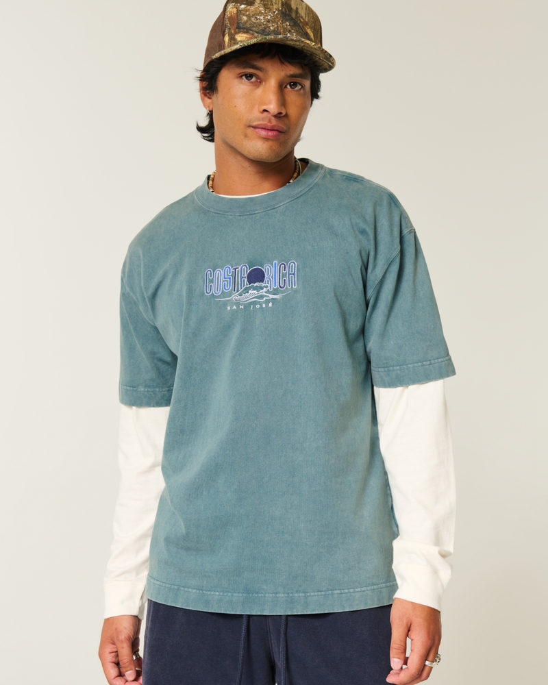 square-fit high-weight oahu pattern t-shirt