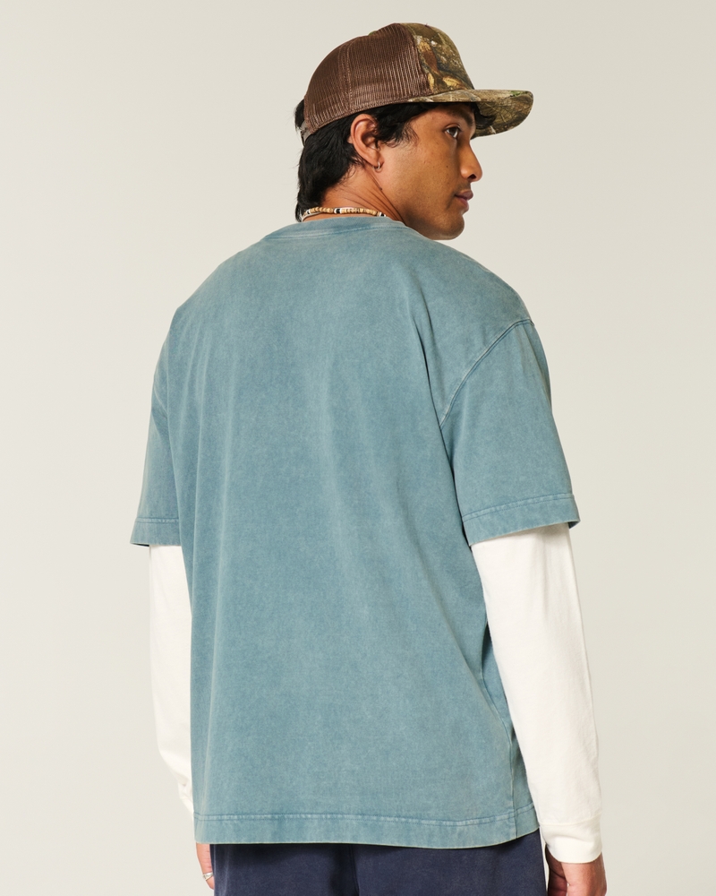 square-fit high-weight oahu pattern t-shirt
