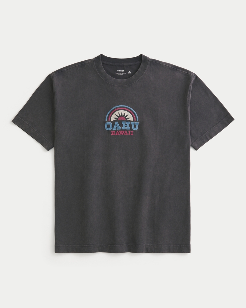 square-fit high-weight oahu pattern t-shirt