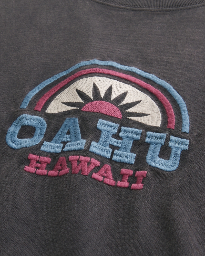 square-fit high-weight oahu pattern t-shirt