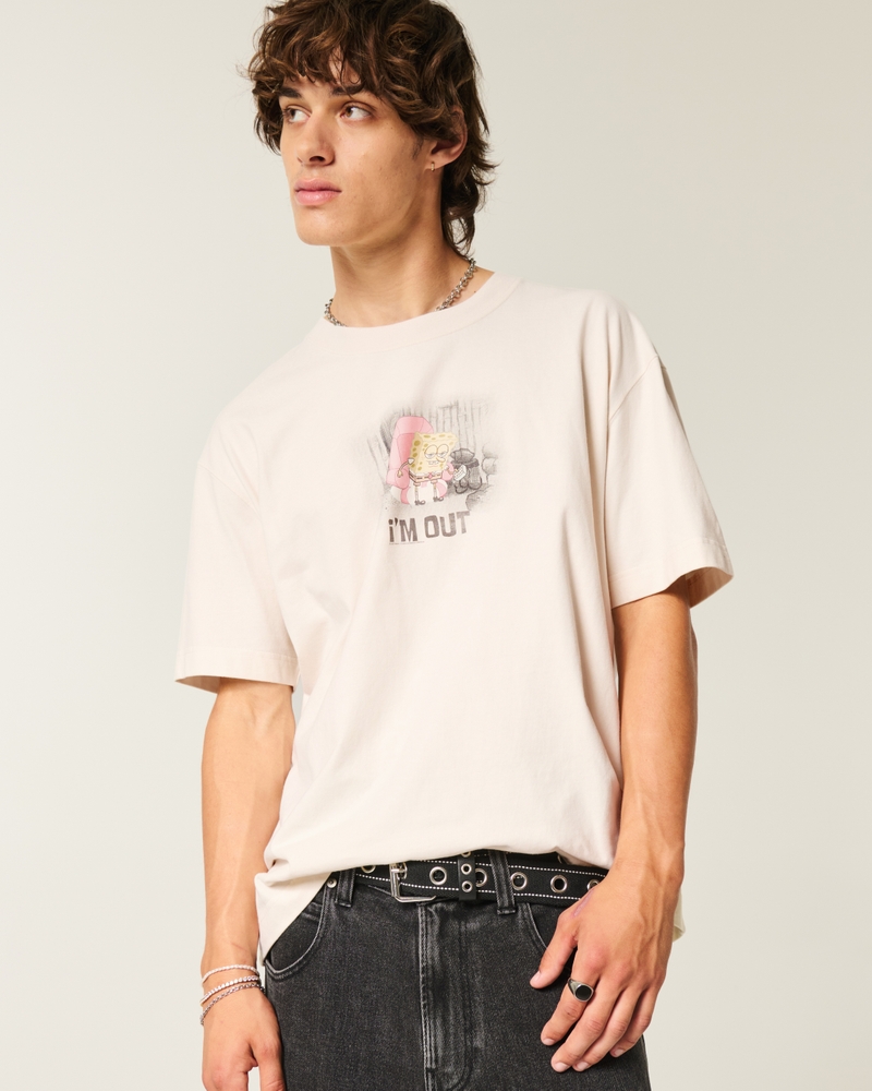 square and thick uncle dog pattern t-shirt