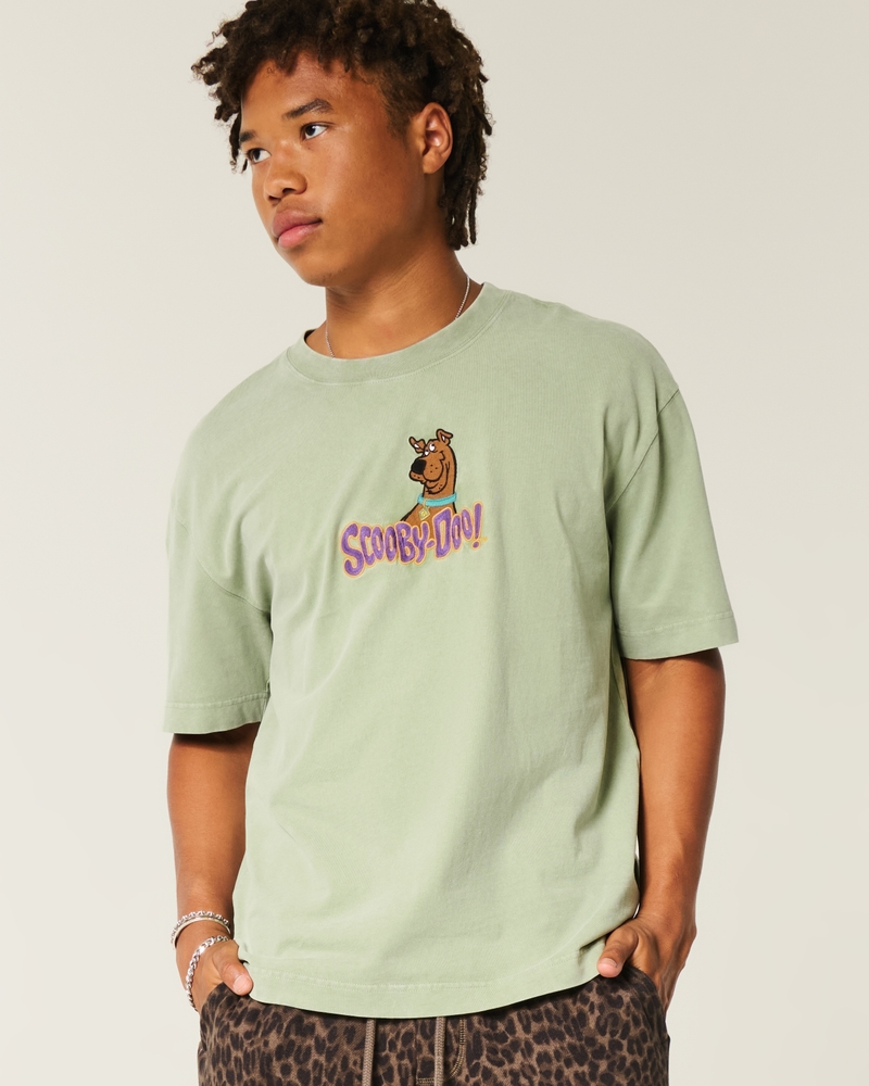 square and thick uncle dog pattern t-shirt