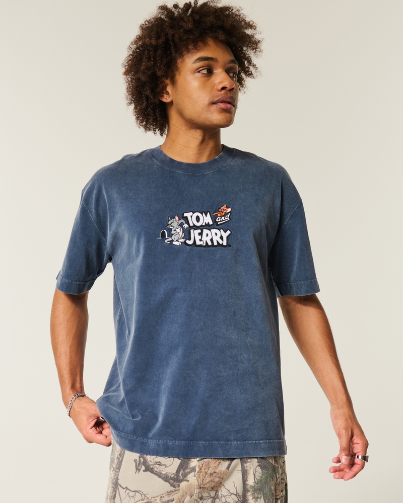 square and thick uncle dog pattern t-shirt