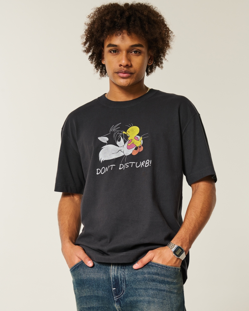 square and thick uncle dog pattern t-shirt