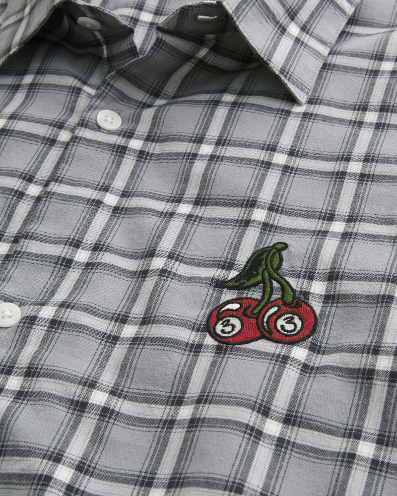 square-cut short-sleeved shirt with playing card pattern