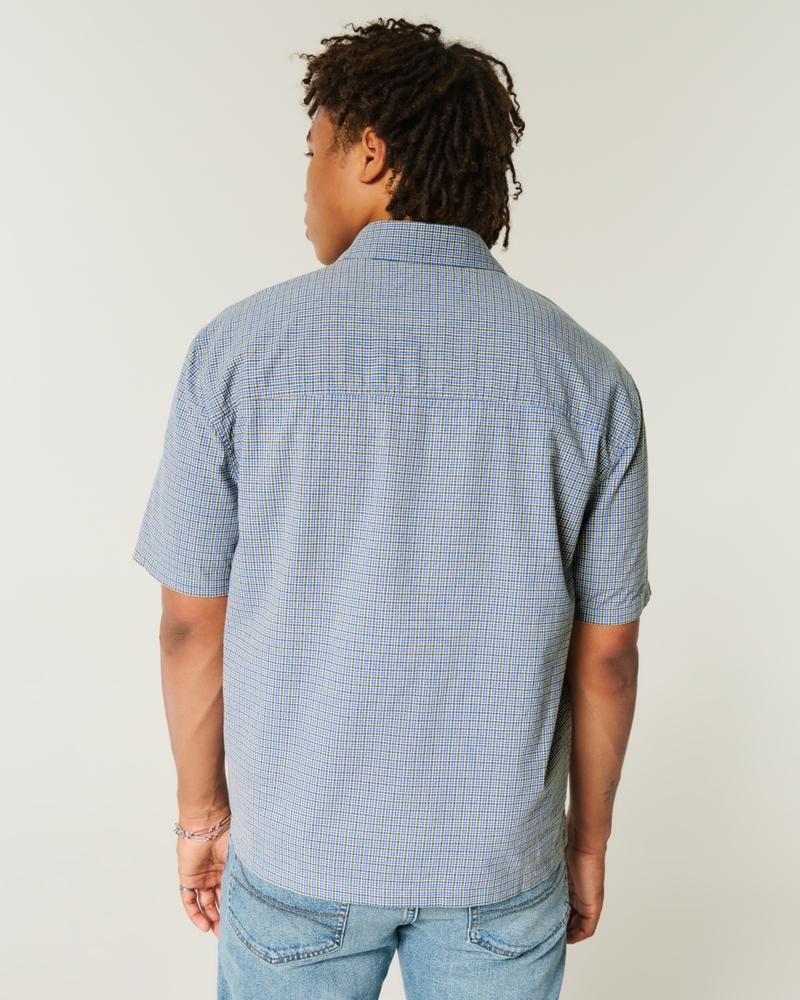 square-cut short-sleeved shirt with playing card pattern