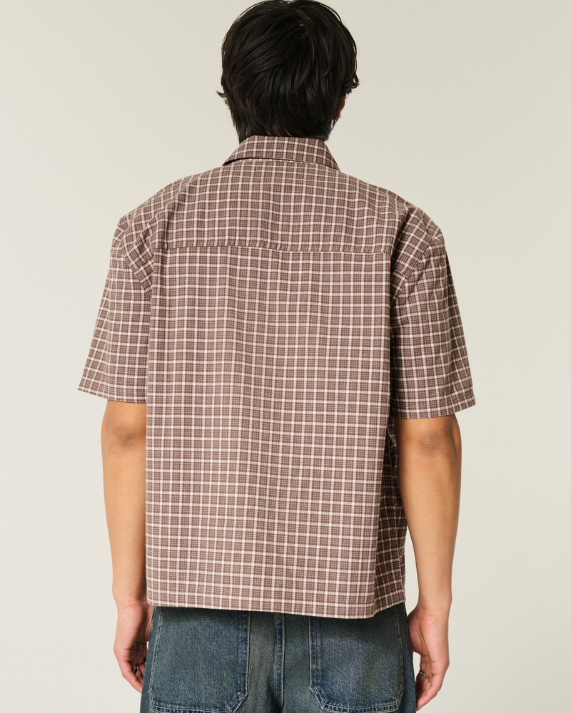 square-cut short-sleeved shirt with playing card pattern