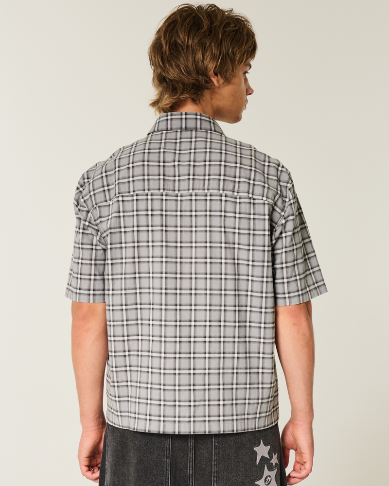 square-cut short-sleeved shirt with playing card pattern