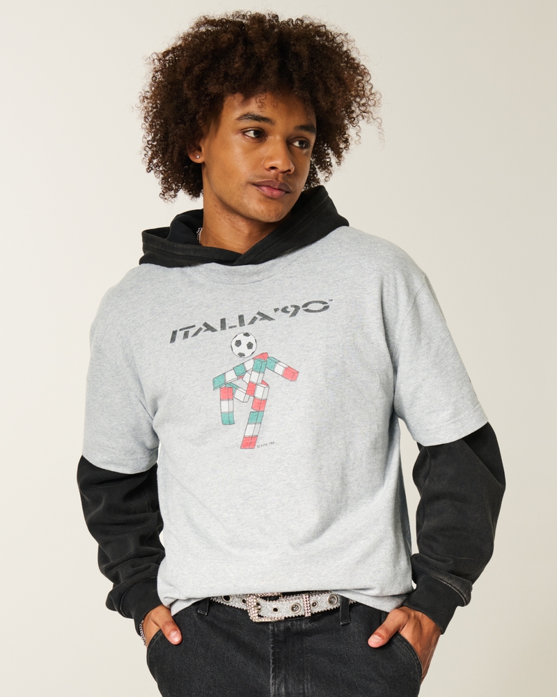 square t-shirt featuring the 1986 mexico world cup football match design.