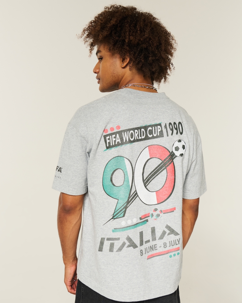 square t-shirt featuring the 1986 mexico world cup football match design.