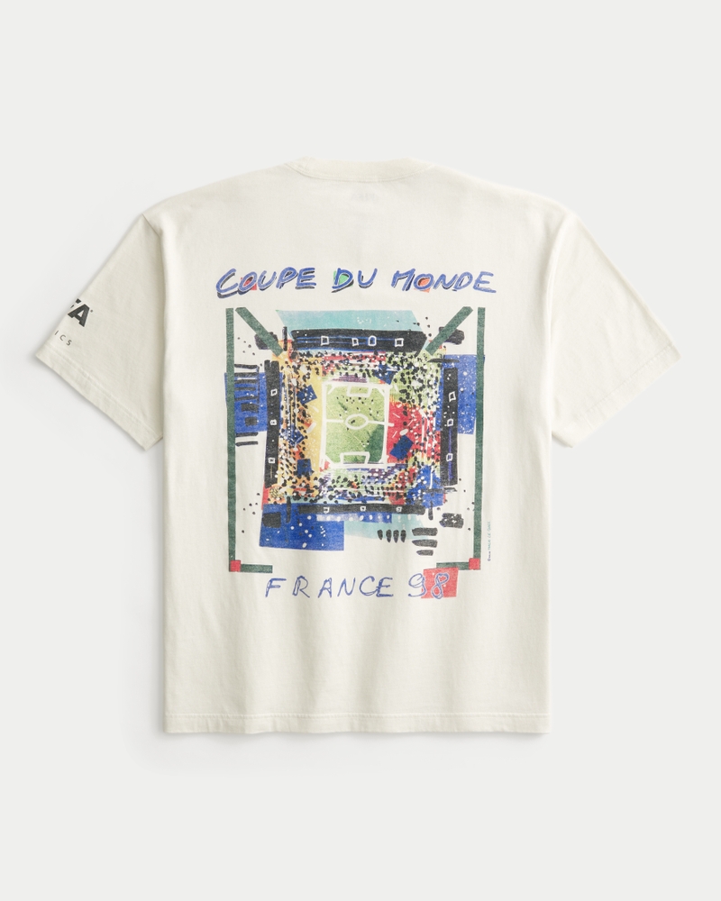 square t-shirt featuring the 1986 mexico world cup football match design.