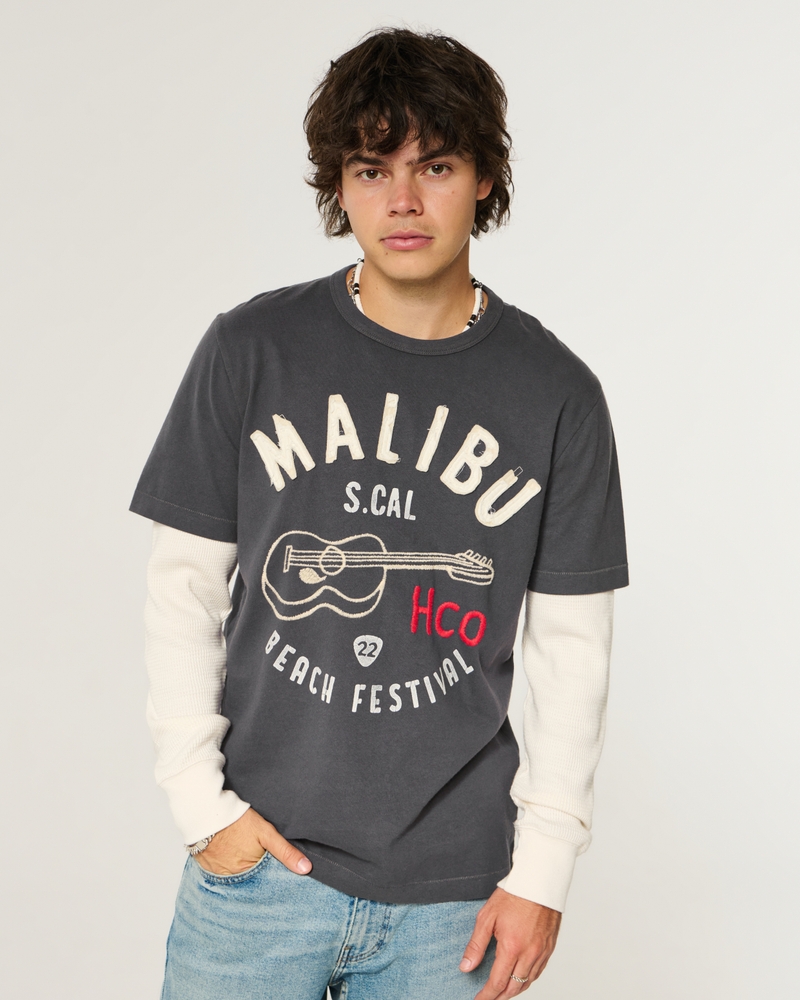 layered long-sleeved wolfs head lounge graphic t-shirt