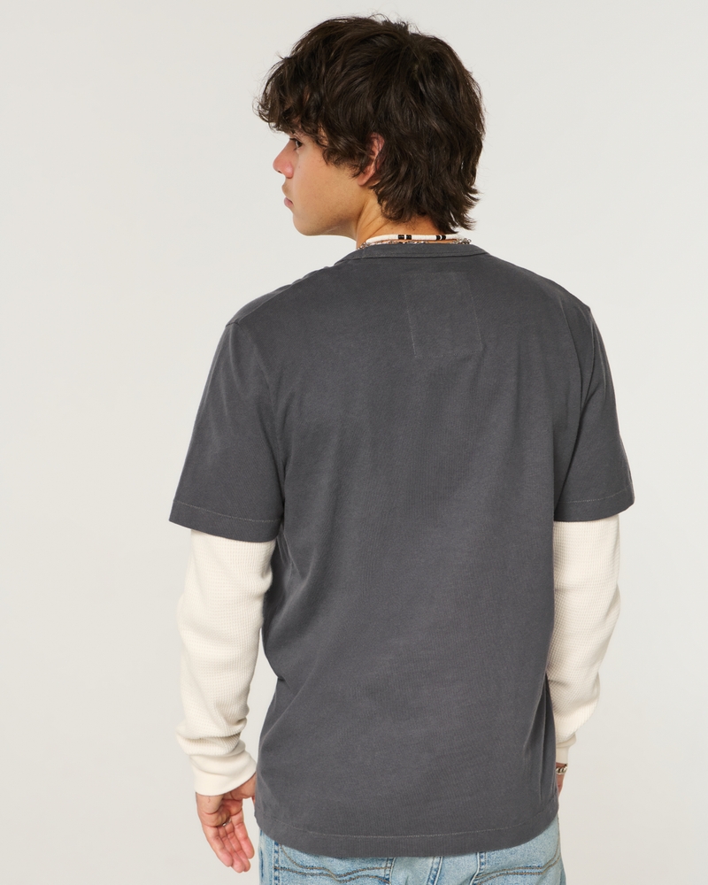 layered long-sleeved wolfs head lounge graphic t-shirt