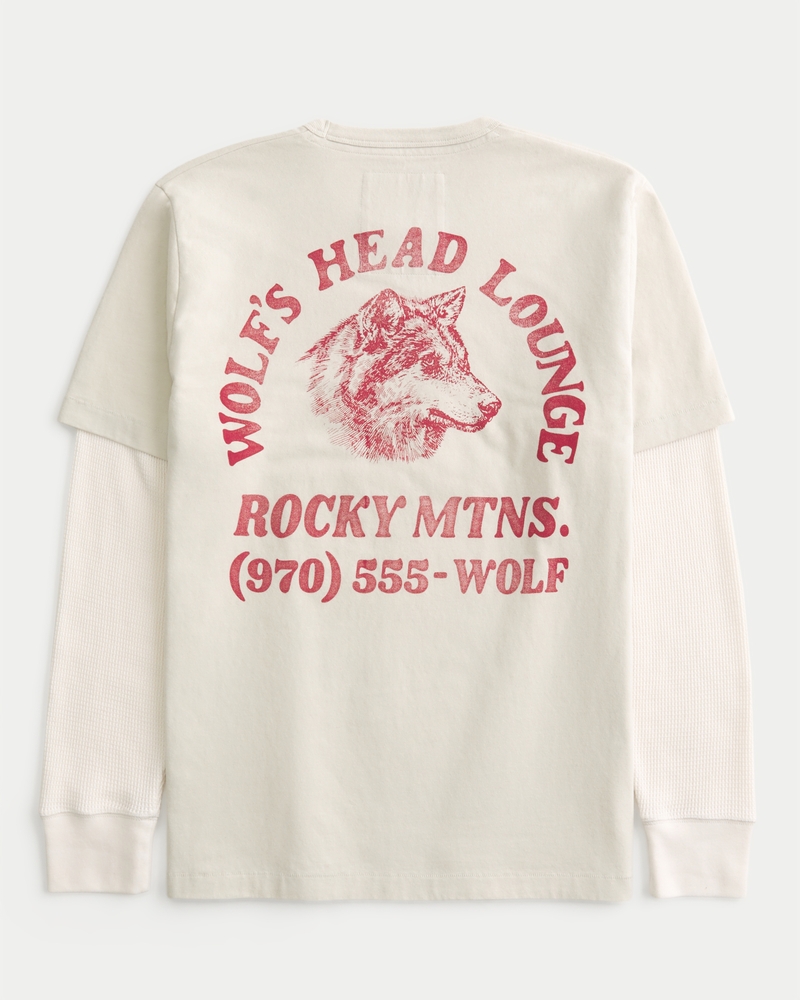 layered long-sleeved wolfs head lounge graphic t-shirt