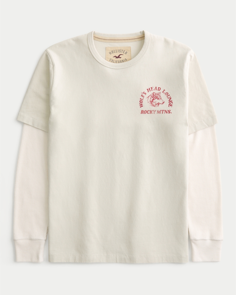 layered long-sleeved wolfs head lounge graphic t-shirt