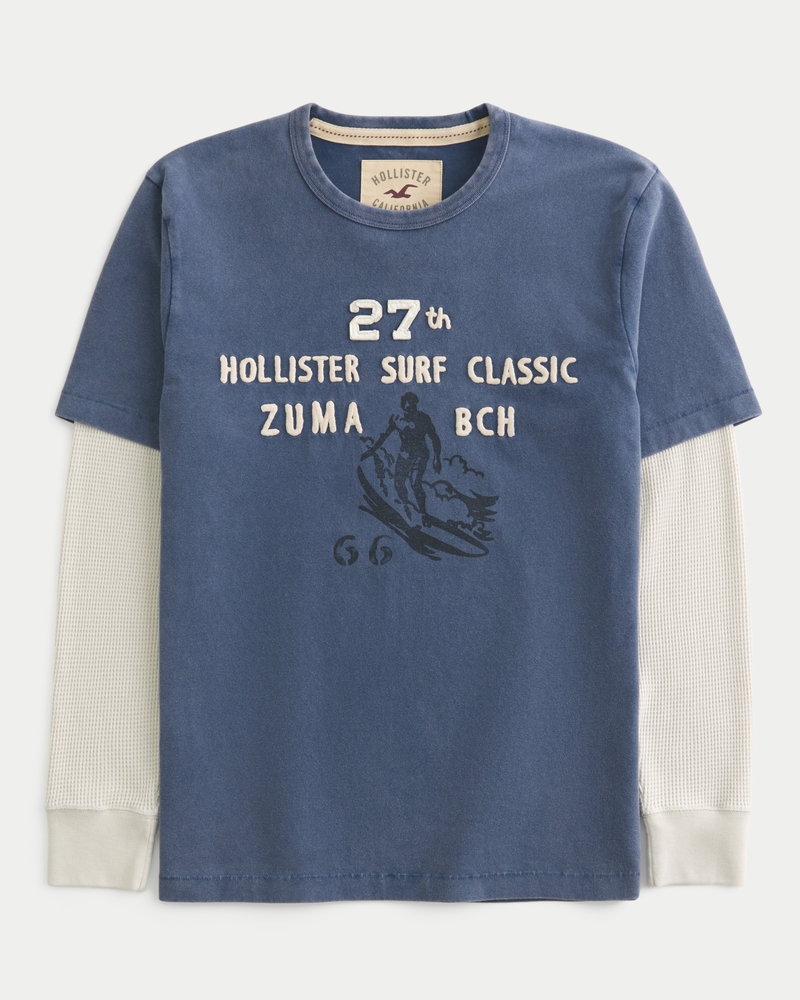 layered long-sleeved wolfs head lounge graphic t-shirt