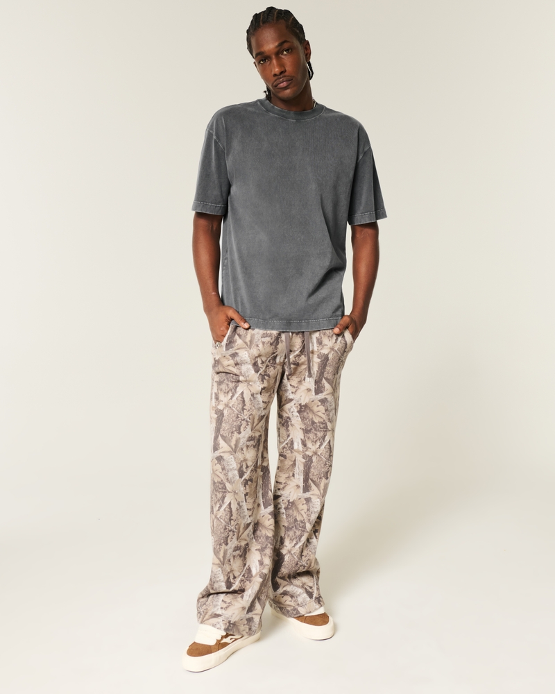 square-fit heavy-duty washed cotton crew neck t-shirt