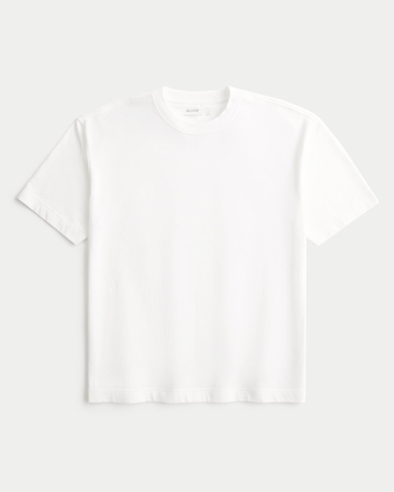 square-fit heavy-duty washed cotton crew neck t-shirt