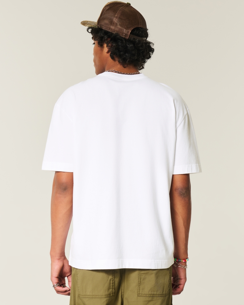 square-fit heavy-duty washed cotton crew neck t-shirt