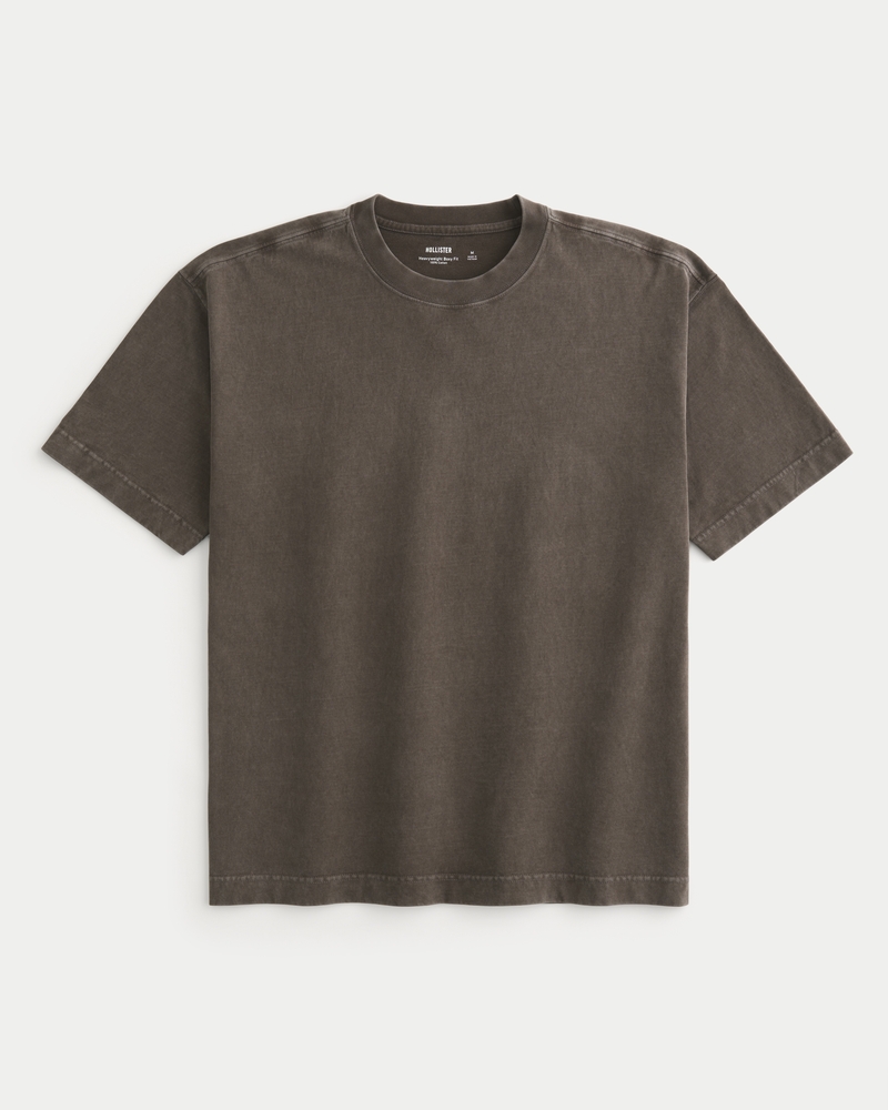 square-fit heavy-duty washed cotton crew neck t-shirt