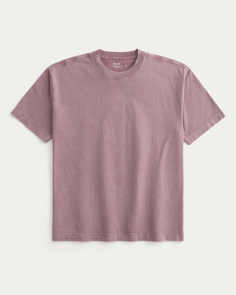square-fit heavy-duty washed cotton crew neck t-shirt