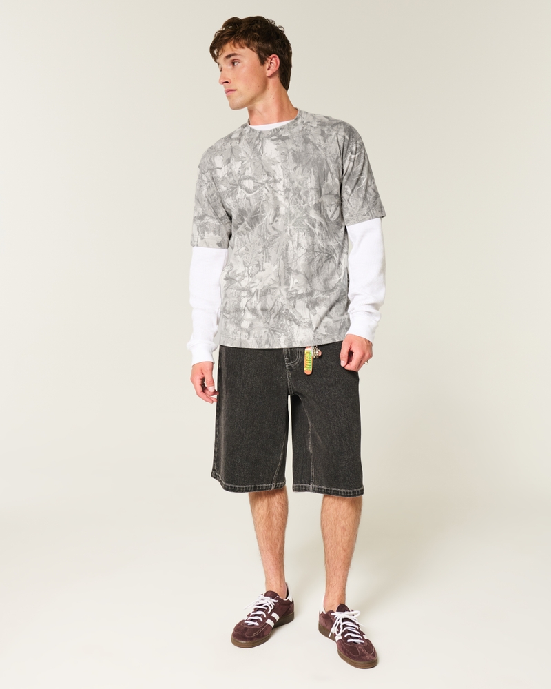 square-fit heavy-duty washed cotton crew neck t-shirt