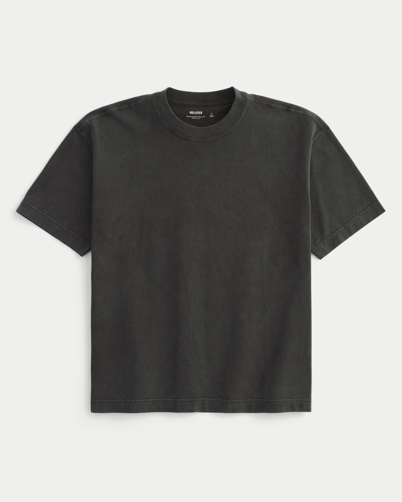 square fit high-weight washed cotton crew neck t-shirt