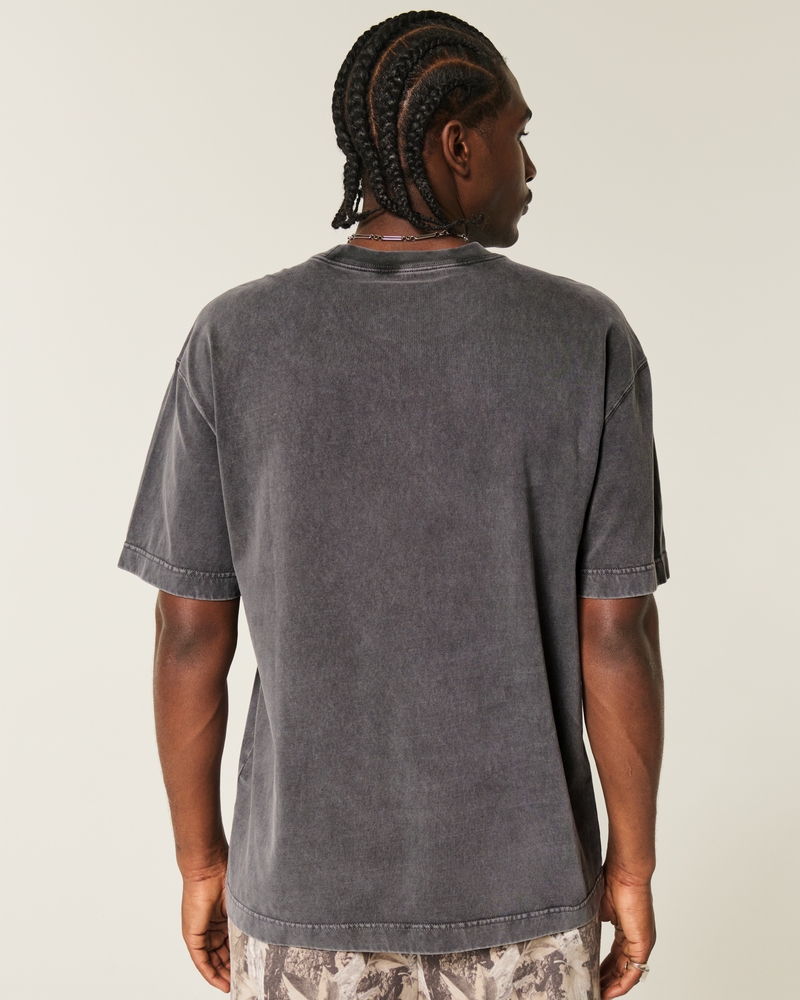 square fit high-weight washed cotton crew neck t-shirt