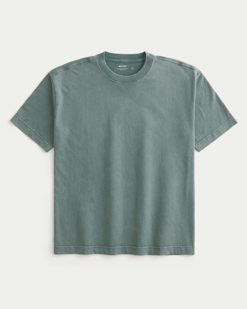 square fit high-weight washed cotton crew neck t-shirt