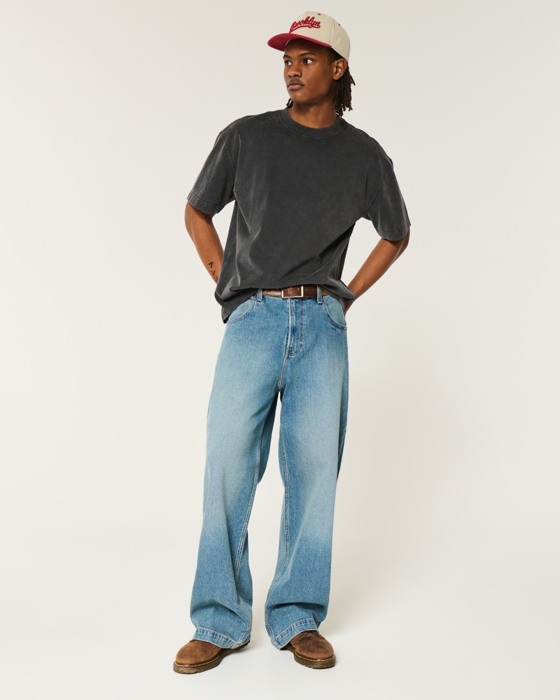 square fit high-weight washed cotton crew neck t-shirt