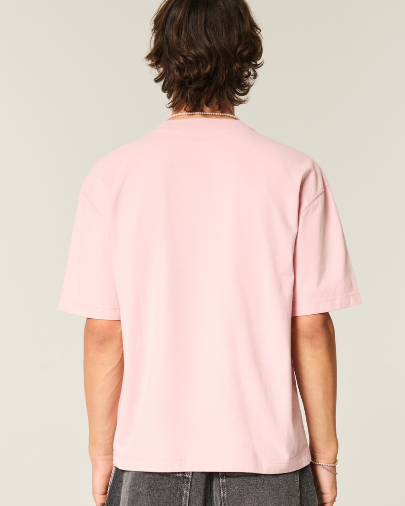 square-cut short-length heavy-duty washed crew neck t-shirt