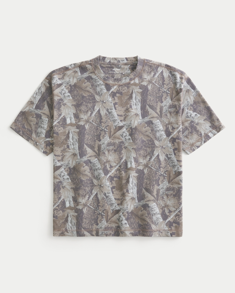 square-cut short-length heavy-duty washed crew neck t-shirt