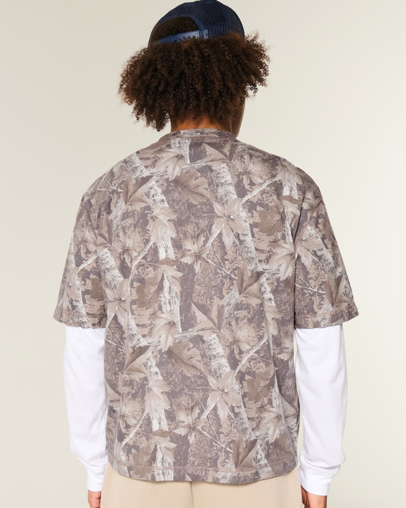 square-cut short-length heavy-duty washed crew neck t-shirt