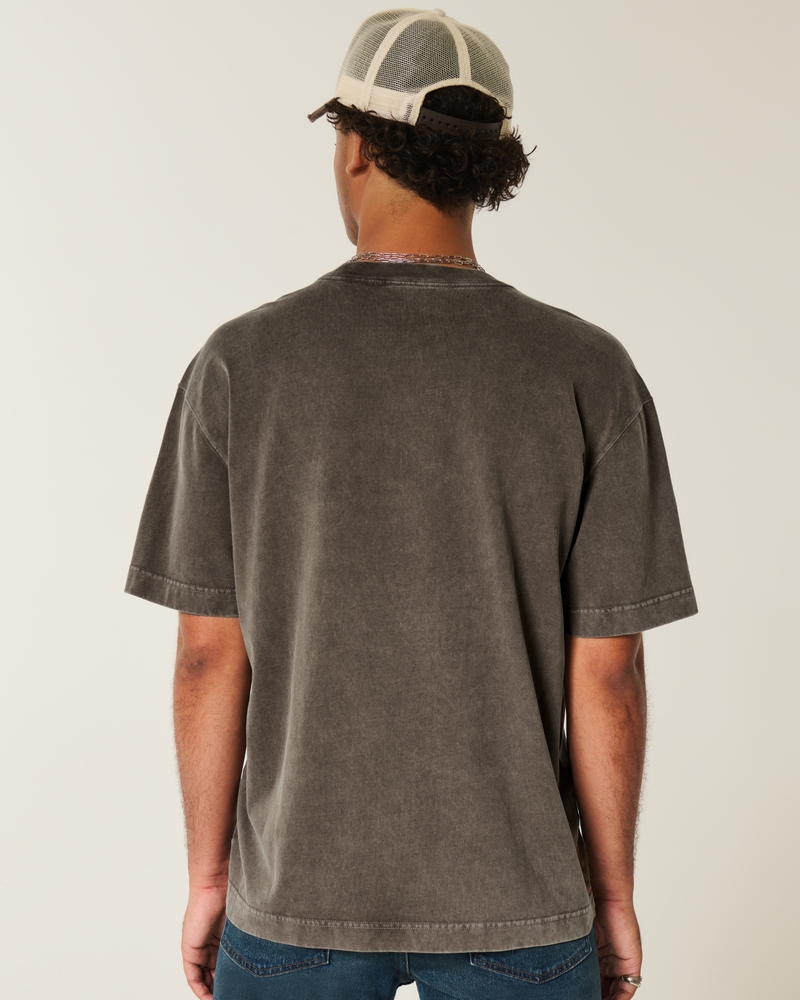 square-fit heavyweight washed cotton crew neck t-shirt