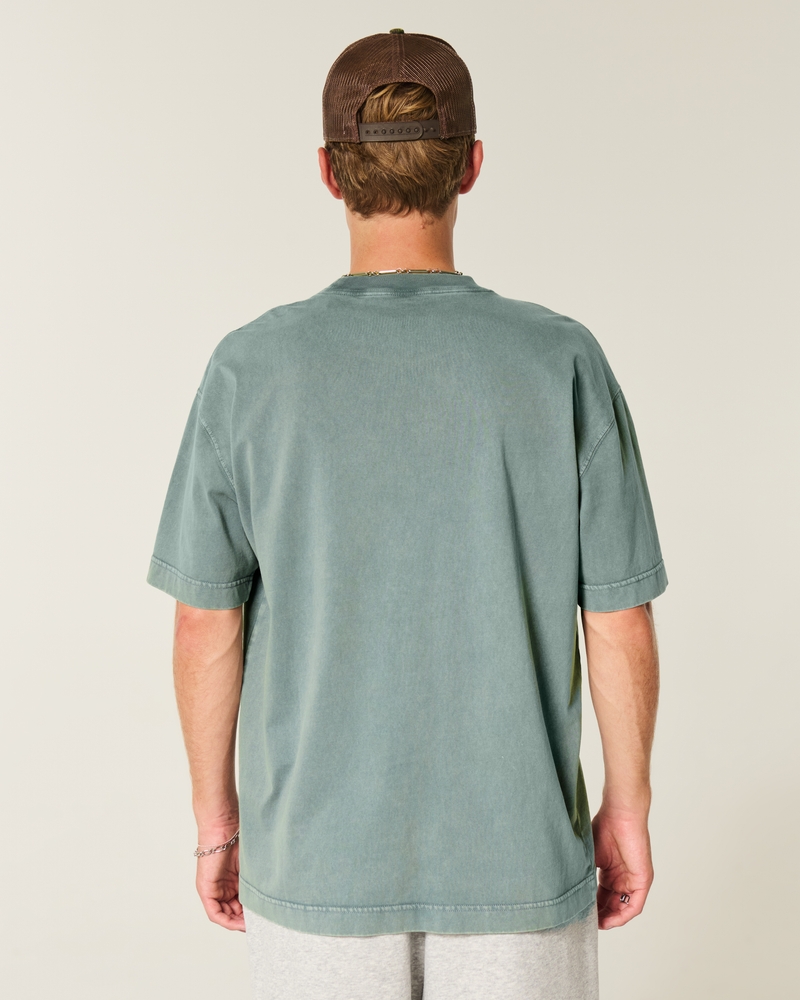 square-fit heavyweight washed cotton crew neck t-shirt