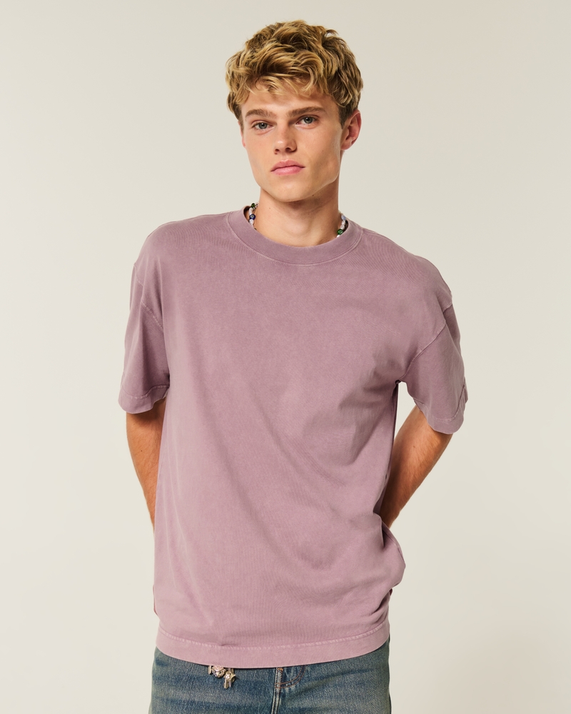 square-fit heavyweight washed cotton crew neck t-shirt