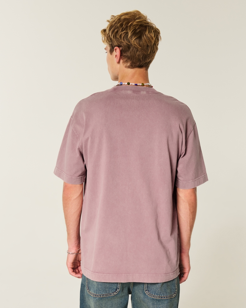 square-fit heavyweight washed cotton crew neck t-shirt
