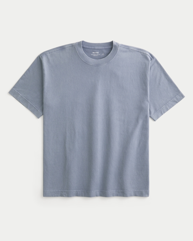 square-fit heavyweight washed cotton crew neck t-shirt