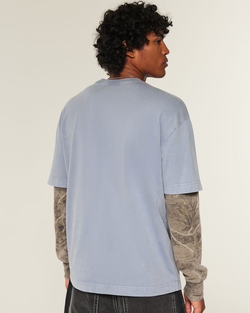 square-fit heavyweight washed cotton crew neck t-shirt