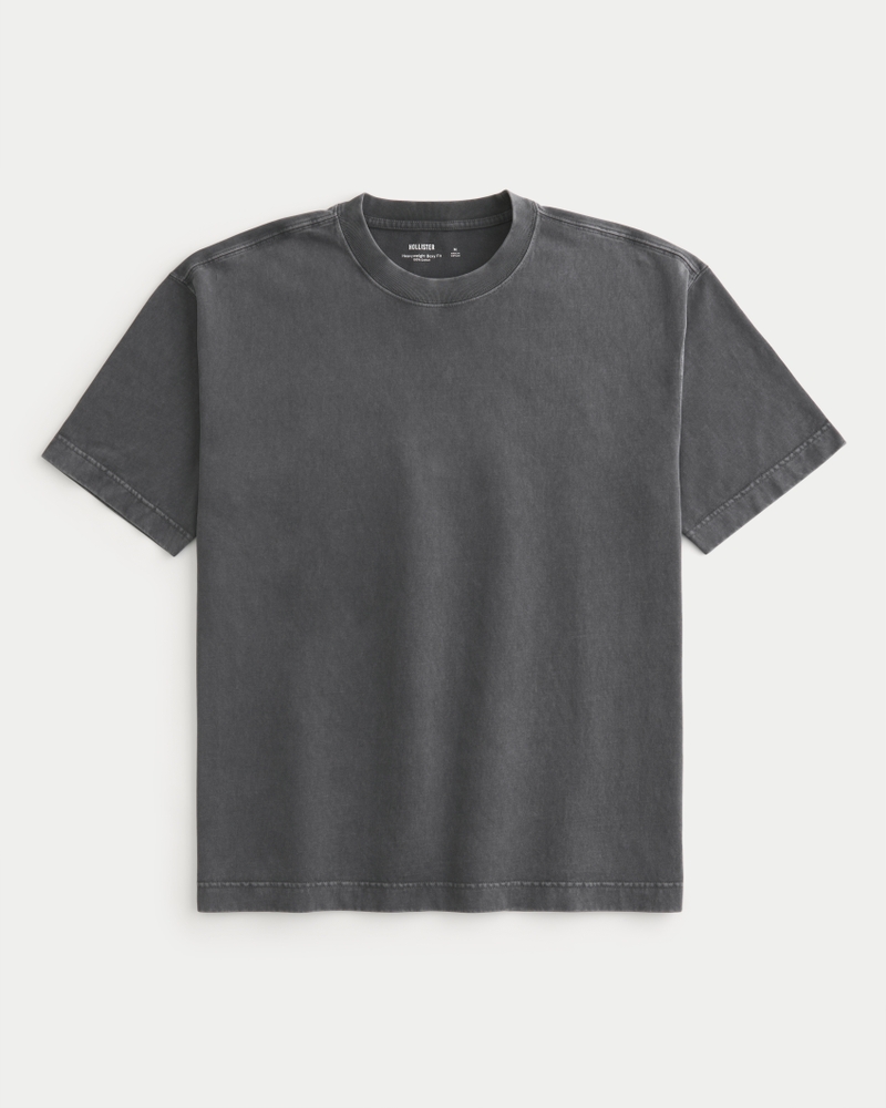 square-fit heavyweight washed cotton crew neck t-shirt