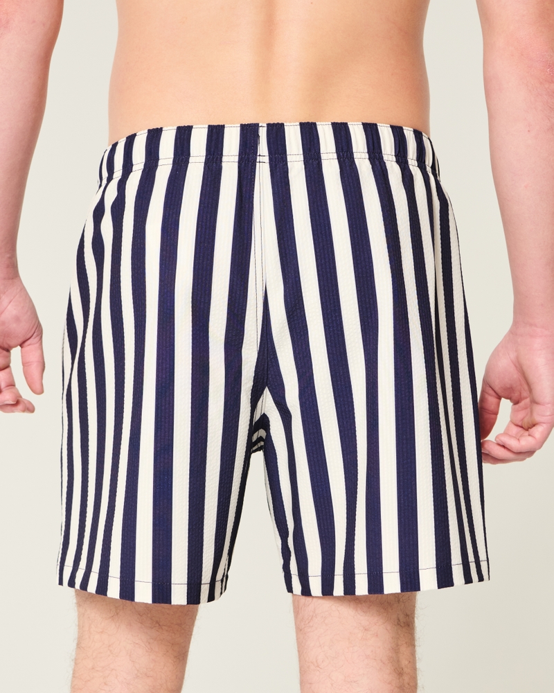 mid-waist seersucker volleyball swim trunks