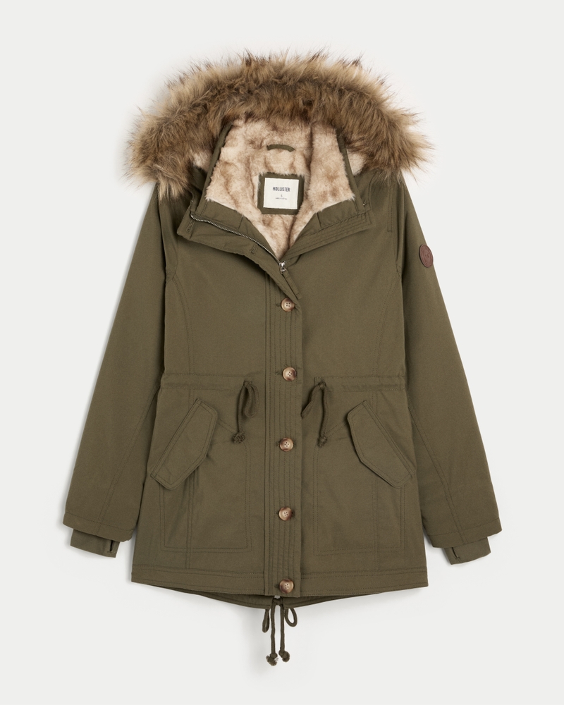 faux fur lined coat