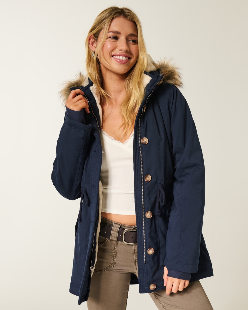 faux fur lined coat