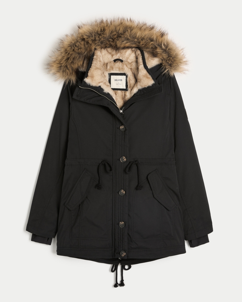 faux fur lined coat