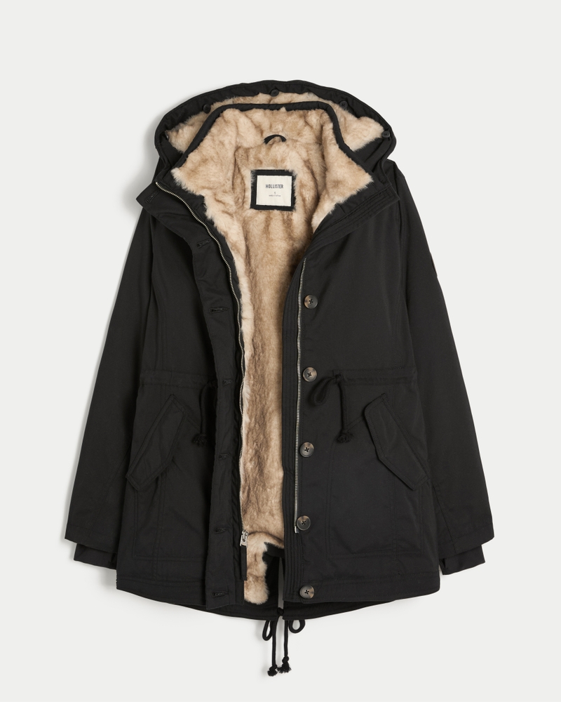faux fur lined coat