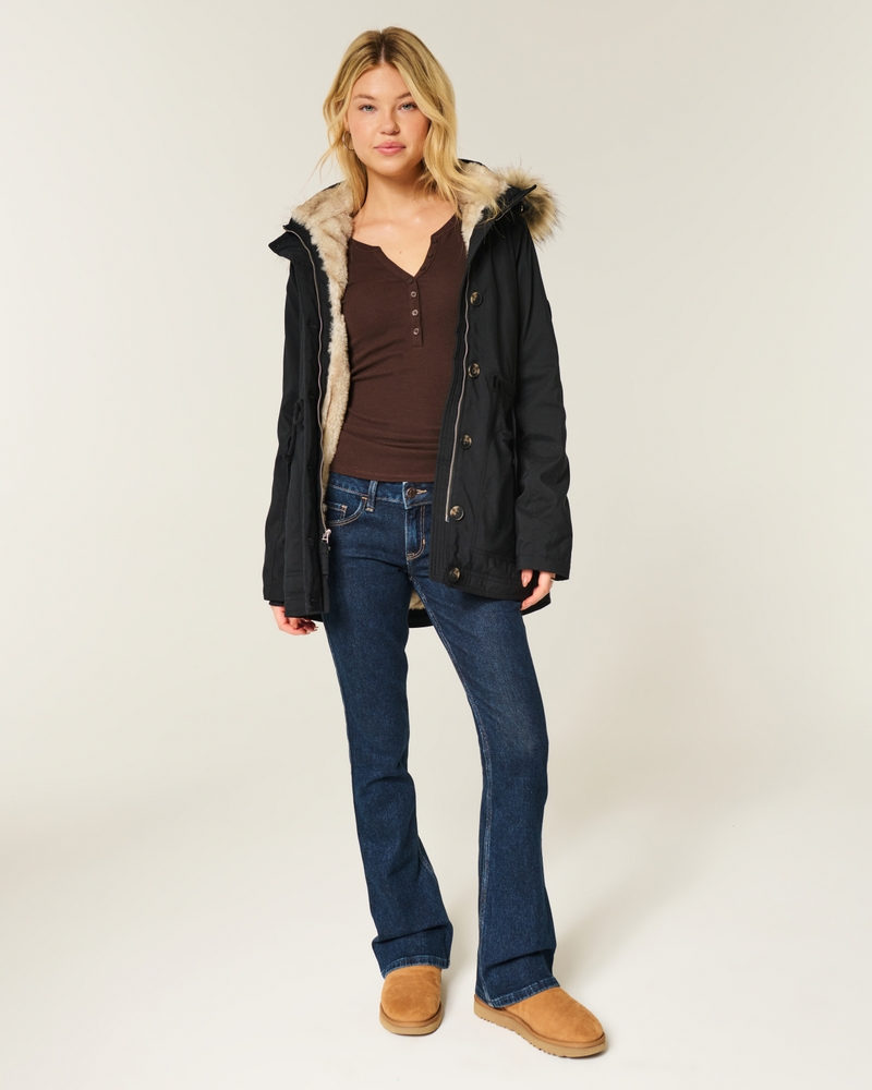 faux fur lined coat