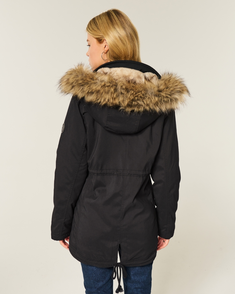 faux fur lined coat