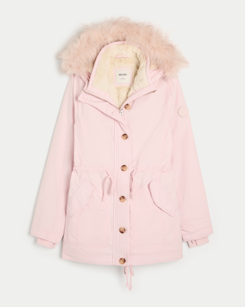 faux fur lined coat