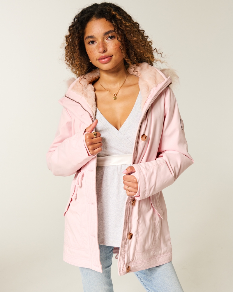 faux fur lined coat