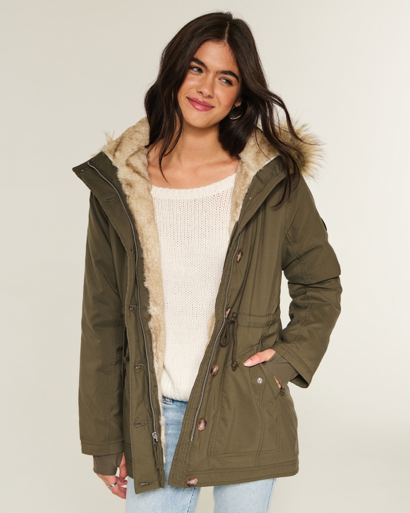 faux fur lined coat